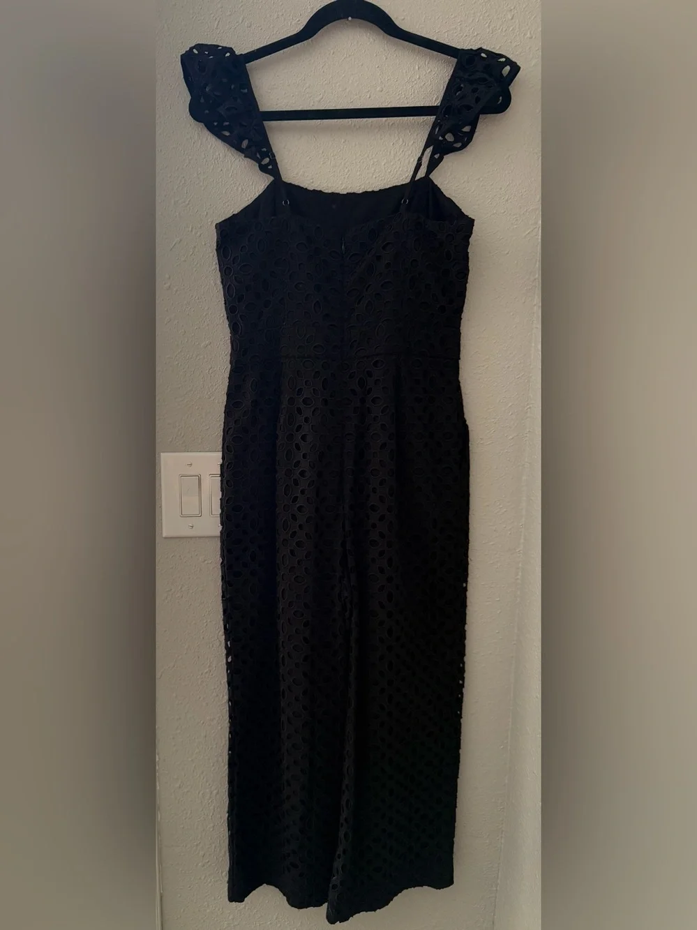 NWT J.Crew Kasana eyelet jumpsuit featuring ruffled straps.